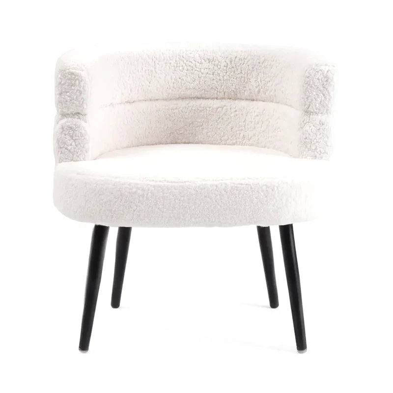White bouclé armchair