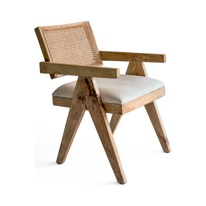 Wood and cane armchair