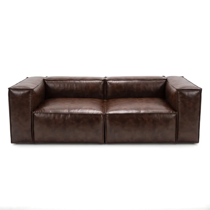Brown leather modular sofa